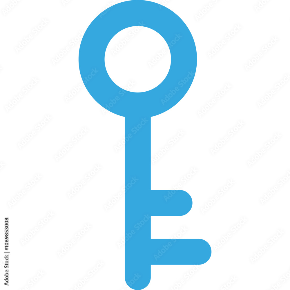 Blue Key Icon Representing the Concept of Security, Access, and Unlocking Potential in a Digital Context