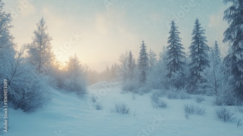 landscape white snow pine forest merry christmas of winter wonderland galaxy beautiful stars light glow ai generate