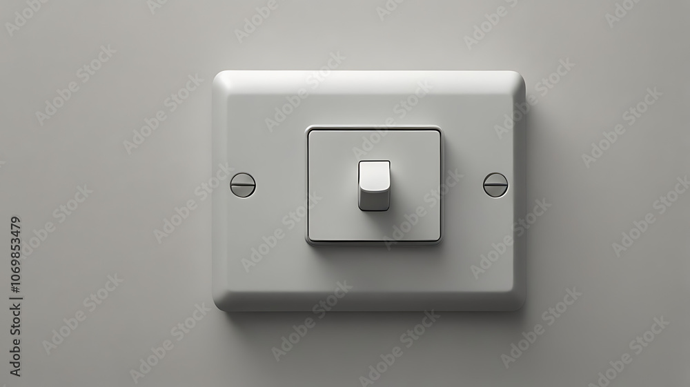 Minimalistic icon of a light switch symbol representing energy saving and environmental conservation on white background. Minimalistic icon of a light switch symbol representing energy saving and environmental conservation on white background.