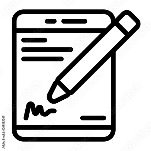 Electronic Signature Line Icon