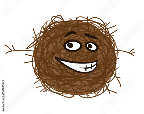 cheerful character Tumbleweed.   Dry grass rolling in the wind like a ball of thread.  for the theme of nomads and vagabonds.