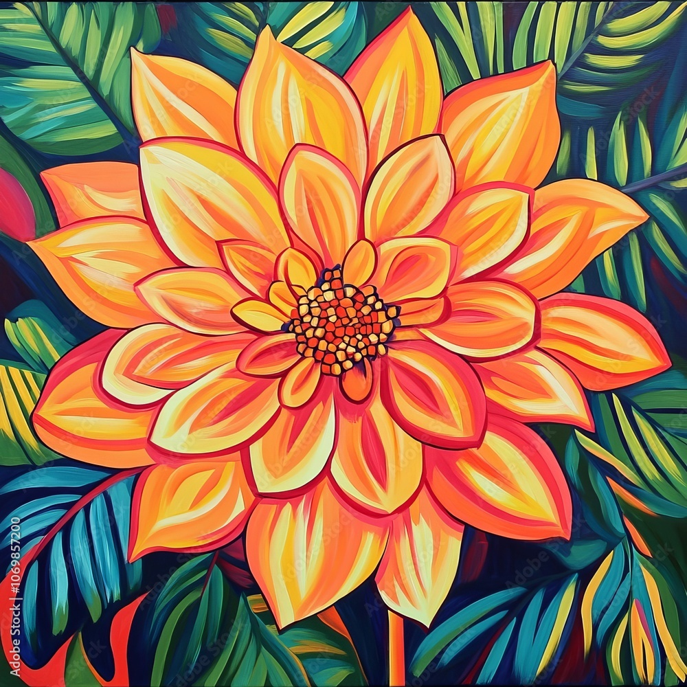 Obraz premium Dahlia in Belize garden blooms.