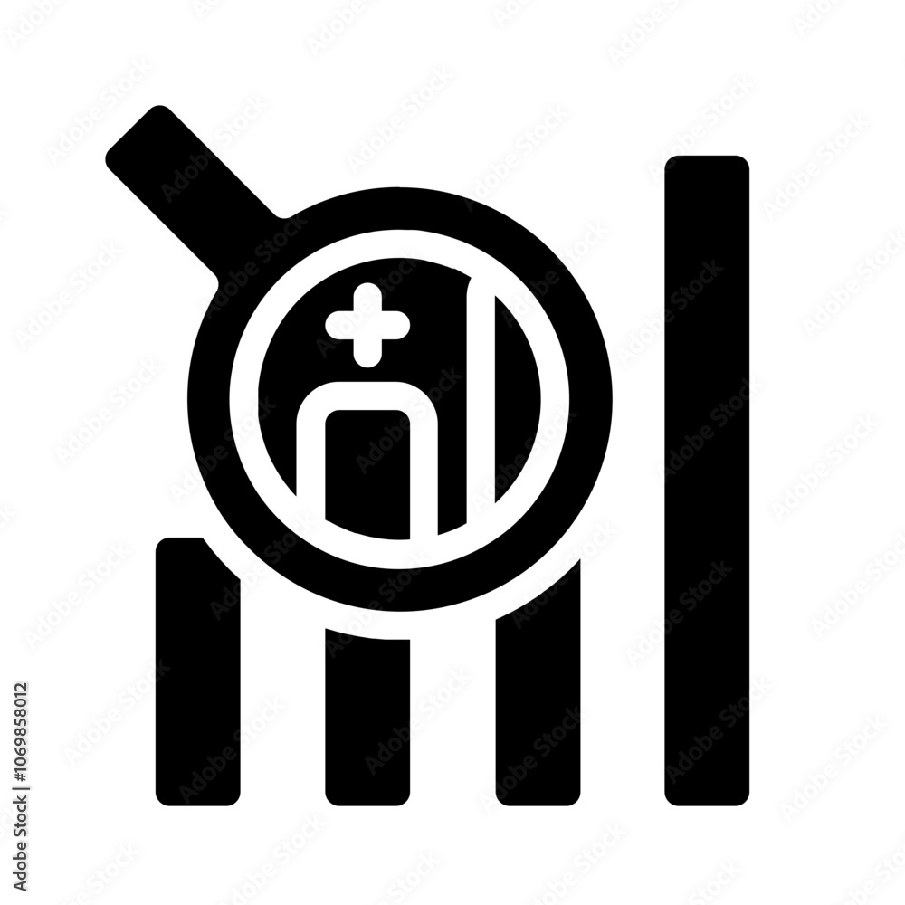 Magnifying With Growth Solid Icon Magnifying With Growth Solid Icon