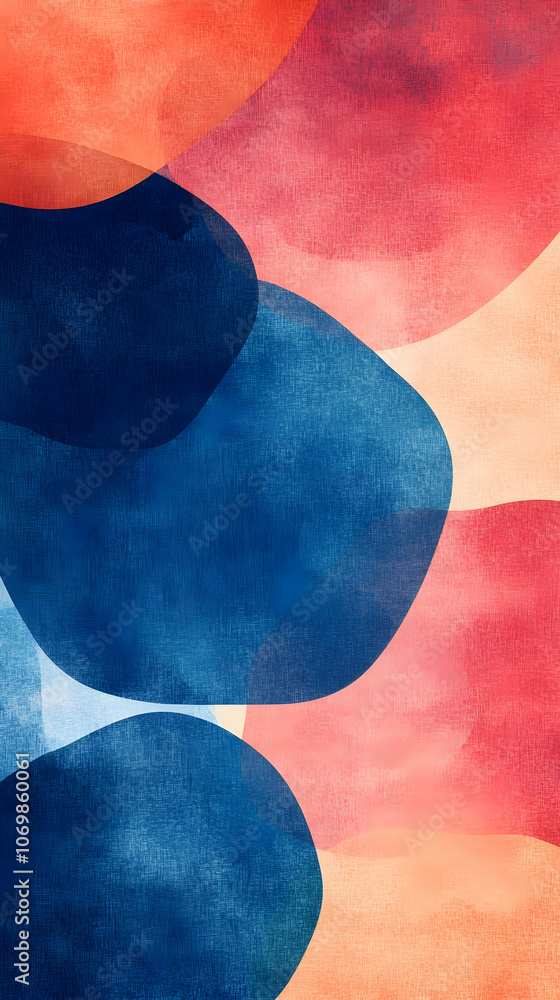 Abstract watercolor background with overlapping circles in blue and red shades. Abstract watercolor background with overlapping circles in blue and red shades.