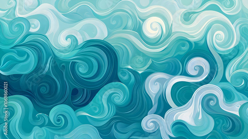 Abstract swirling pattern in shades of blue and white.