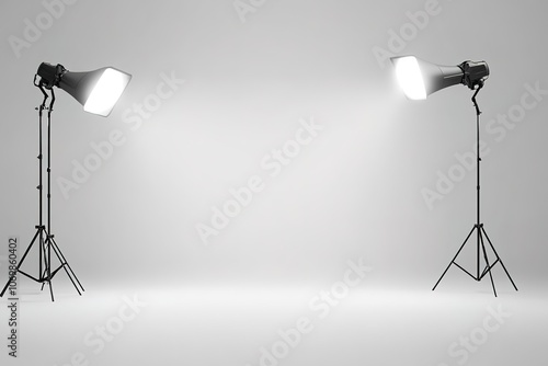 Two studio lights ready for photoshoot