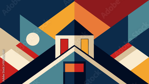Abstract Geometric Mosaic Art with Vibrant Shapes and Patterns