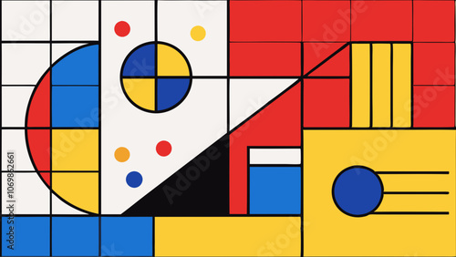 Colorful Abstract Geometric Artwork with Bold Shapes