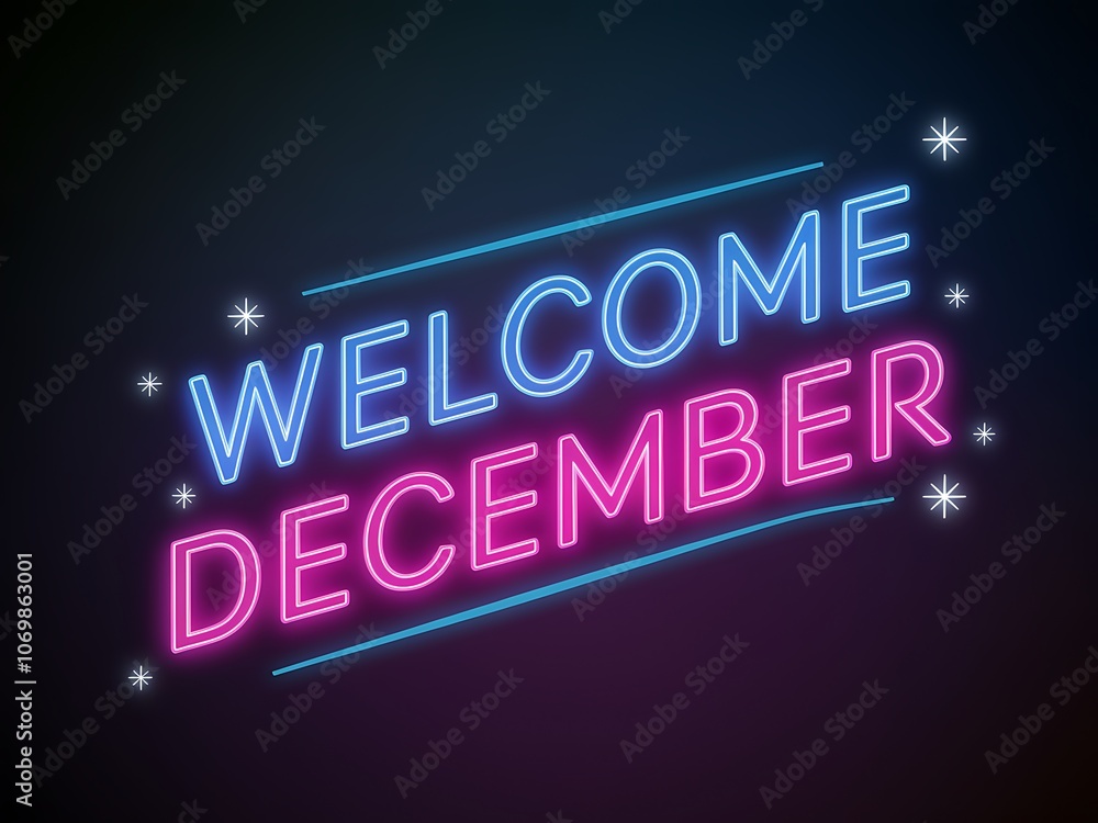 Neon Sign Welcoming the Month of December Neon Sign Welcoming the Month of December