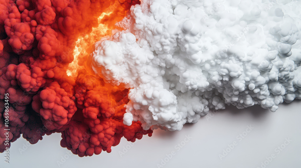 Fototapeta premium Organic peroxide reacting with fire, depicted in an abstract, slow-motion style to emphasize the energy release
