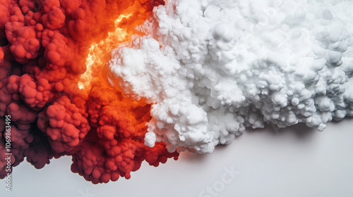 Organic peroxide reacting with fire, depicted in an abstract, slow-motion style to emphasize the energy release photo