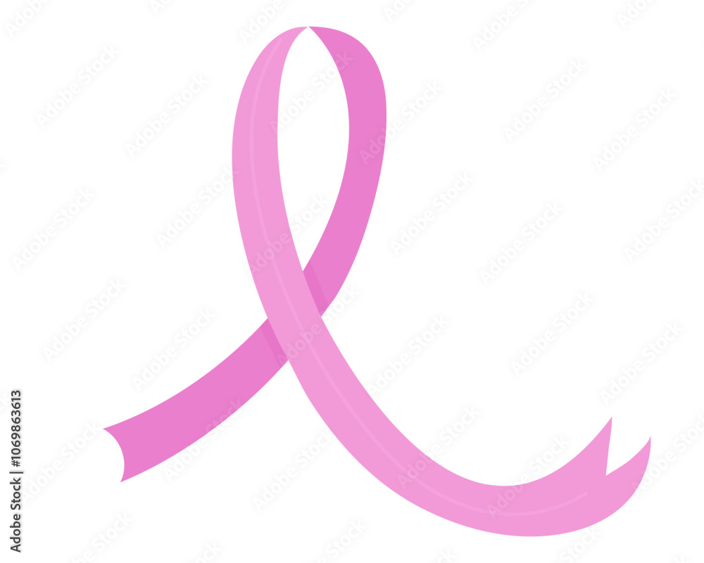 Pink ribbon as a symbol of the fight against female breast cancer. Isolated image. Icon for design and handouts. Isolate on a white background. Vector graphics Pink ribbon as a symbol of the fight against female breast cancer. Isolated image. Icon for design and handouts. Isolate on a white background. Vector graphics