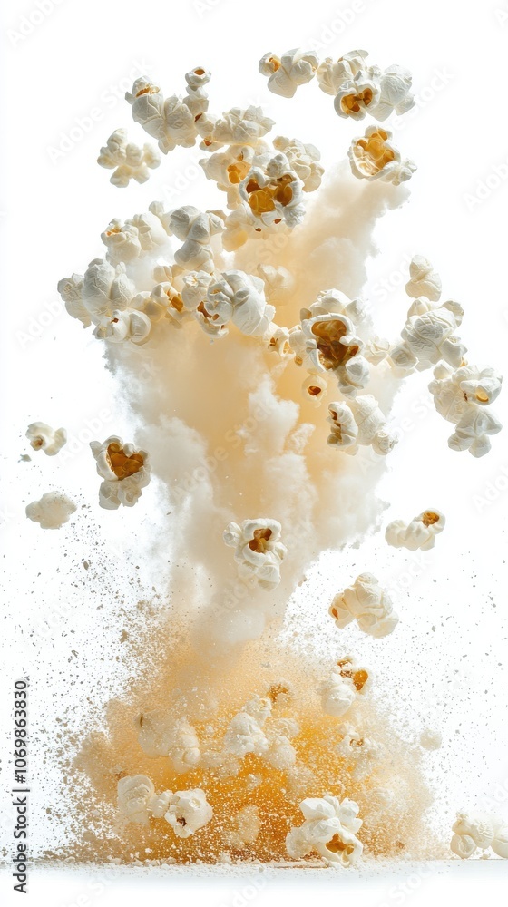 Popcorn Explosion Isolated on White Background Popcorn Explosion Isolated on White Background