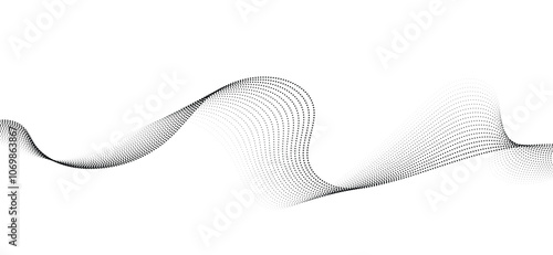 smooth flowing wave dots halftone lines dynamic blue purple pink gradient isolated on transparent background concept of technology, digital, communication, science, music vector illustration