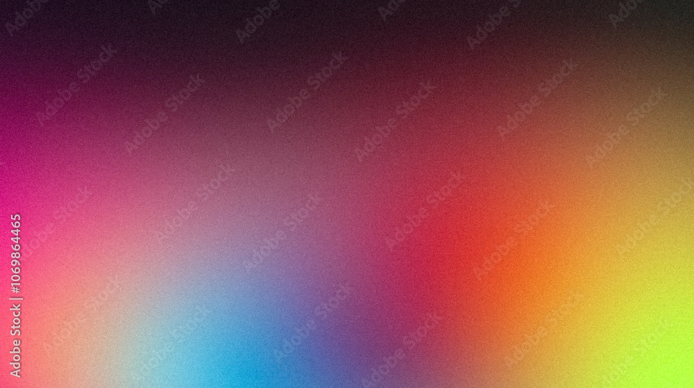 Vibrant colors grainy gradient backdrop. Abstract soft teal pink red magenta orange green color noisy gradient texture, summer poster design, glowing, bright, shine color flow, noise texture, banner