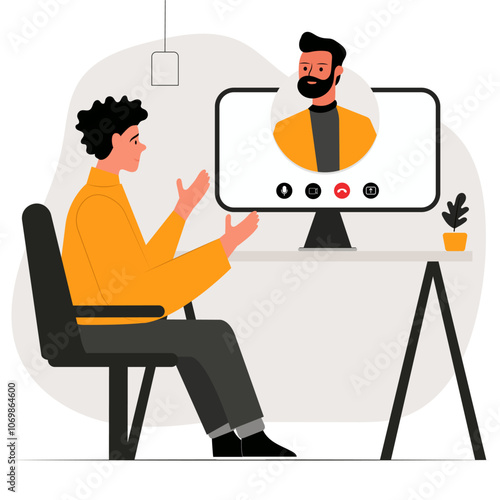 Man discussing on online meeting