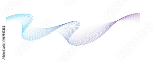 smooth flowing wave dots halftone lines dynamic blue purple pink gradient isolated on transparent background concept of technology, digital, communication, science, music vector illustration