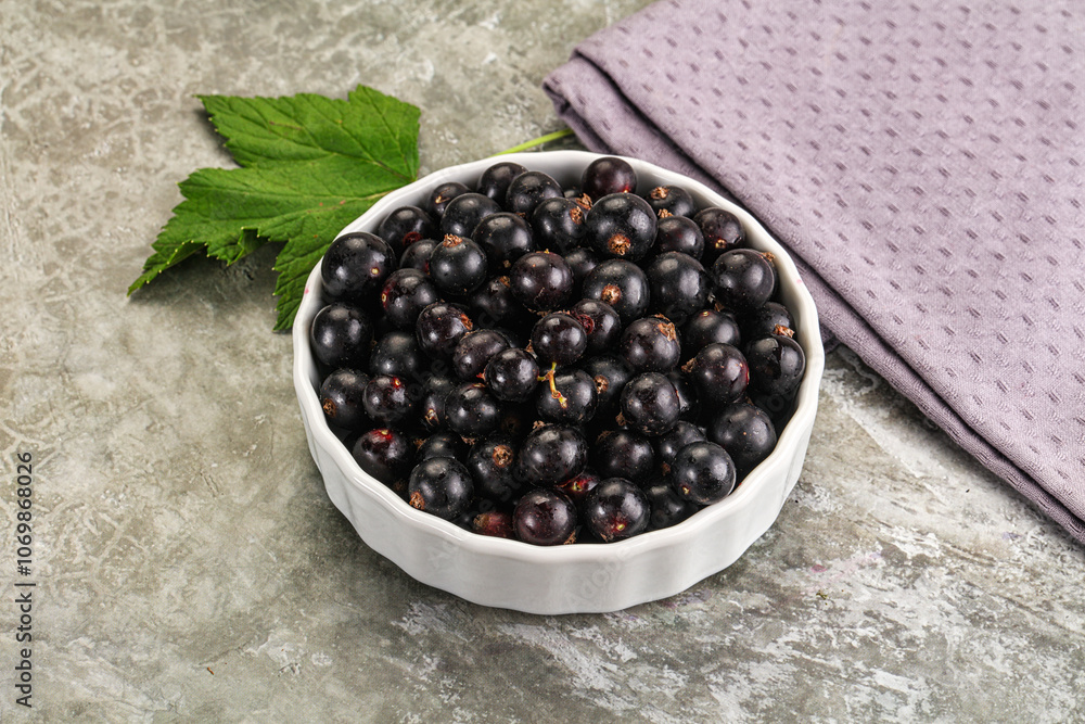 Ripe black currant in the bowl Ripe black currant in the bowl