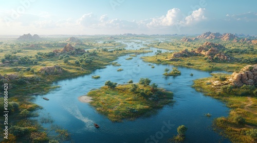 Serene River Valley Landscape