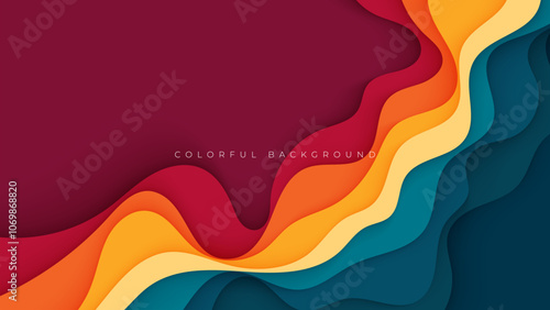 Abstract papercut background colorful wavy shape cutout design vector