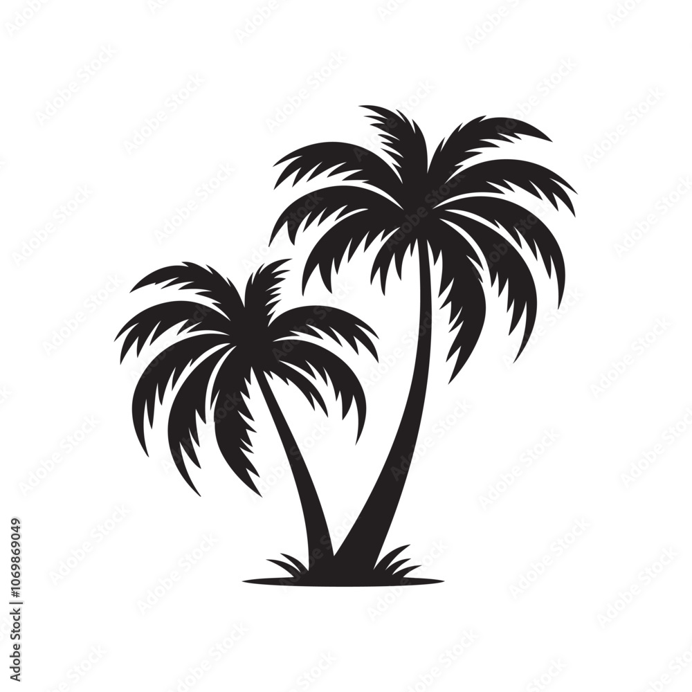 Black Palm Tree Silhouette Vector | Tropical Tree Design Illustration Black Palm Tree Silhouette Vector | Tropical Tree Design Illustration