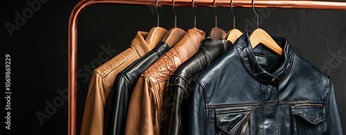 Stylish High-End Leather Jackets on Copper Rack photo