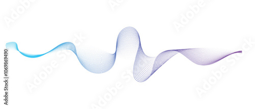 smooth flowing wave dots halftone lines dynamic blue purple pink gradient isolated on transparent background concept of technology, digital, communication, science, music vector illustration