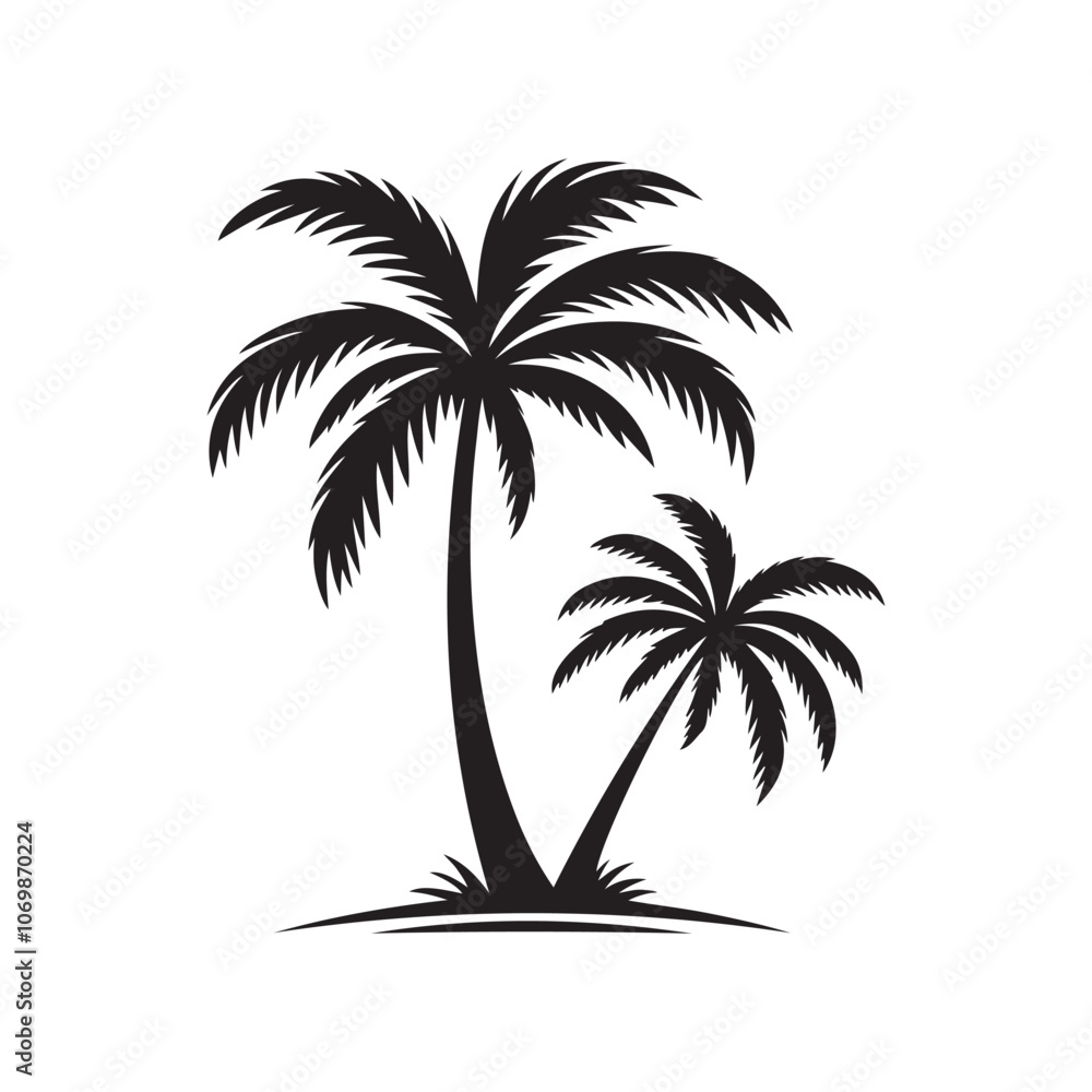Black Palm Tree Silhouette Vector | Tropical Tree Design Illustration Black Palm Tree Silhouette Vector | Tropical Tree Design Illustration