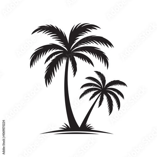 Wallpaper Mural Black Palm Tree Silhouette Vector | Tropical Tree Design Illustration Torontodigital.ca