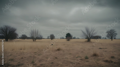 Under Gray Skies: A Field's Stillness photo