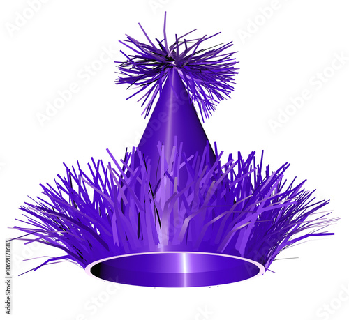 Birthday party hat design in purple color
 photo