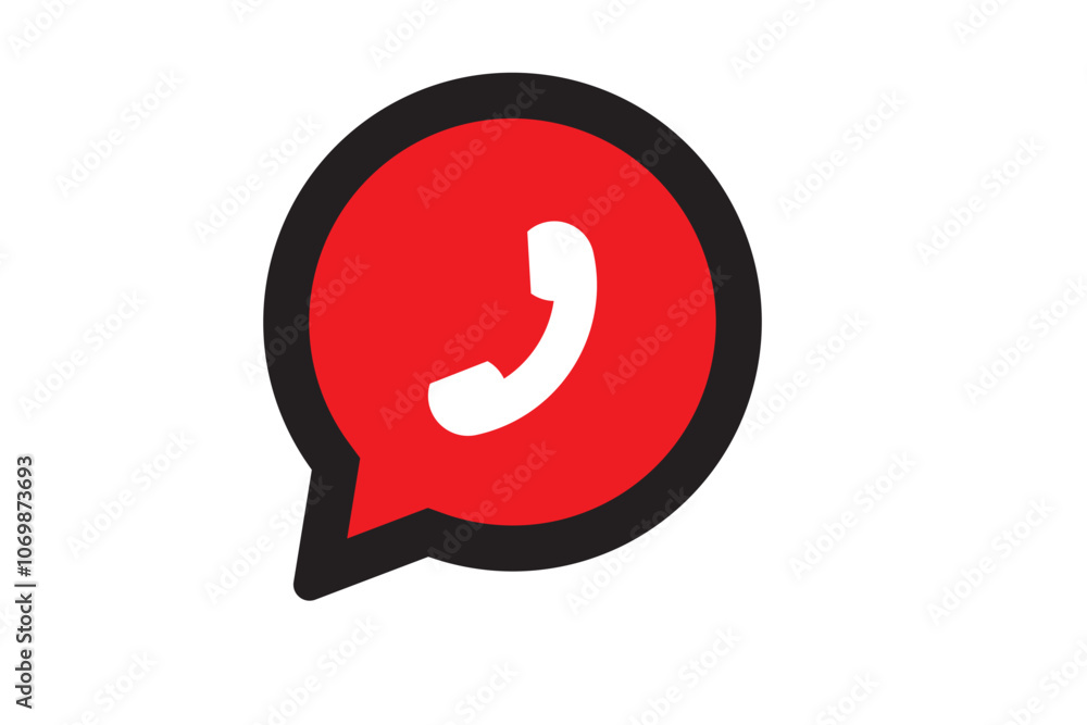 Phone, handset, telephone icon in speech bubbles Phone, handset, telephone icon in speech bubbles