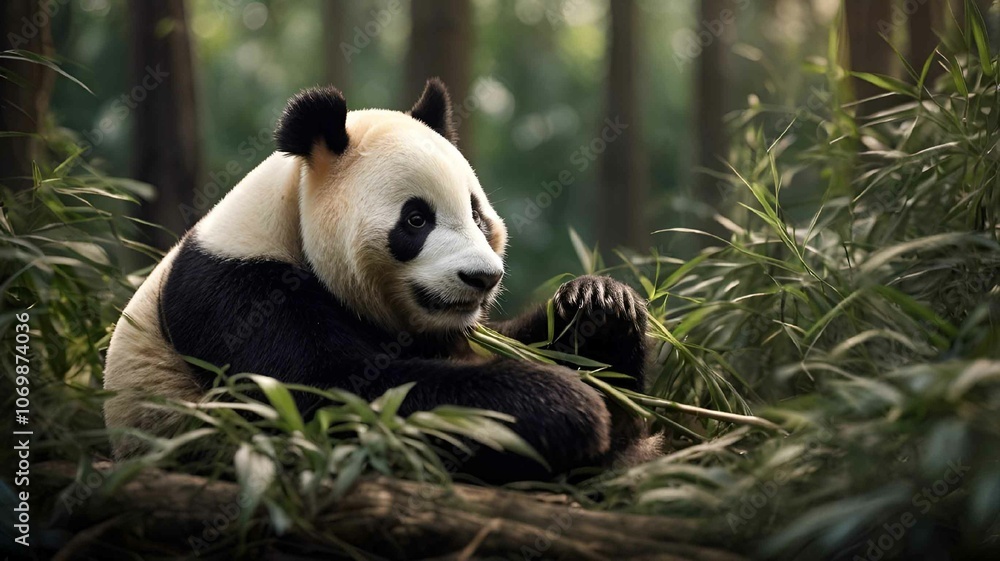 Panda in a Bamboo Forest Panda in a Bamboo Forest