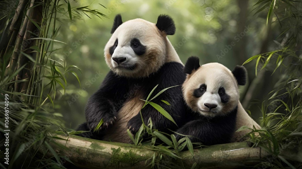 Obraz premium Panda in a Bamboo Forest