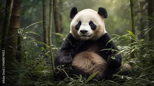 Panda in a Bamboo Forest