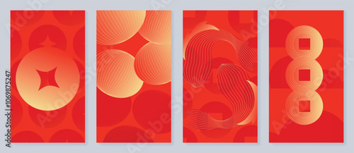 Chinese New Year 2025 greeting card background vector. Elegant oriental illustration for cover, poster, red envelope, calendar.