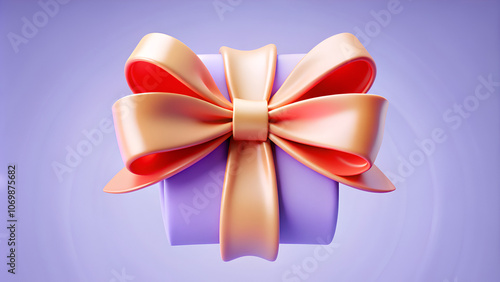 red ribbon gift bow isolated on white background . 3d rendering.