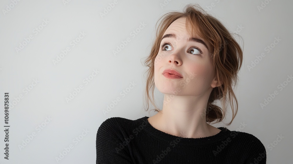 Surprised Young Woman with Curious Expression Surprised Young Woman with Curious Expression