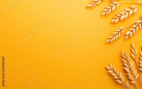 Bright Yellow Background with Wheat Stalks