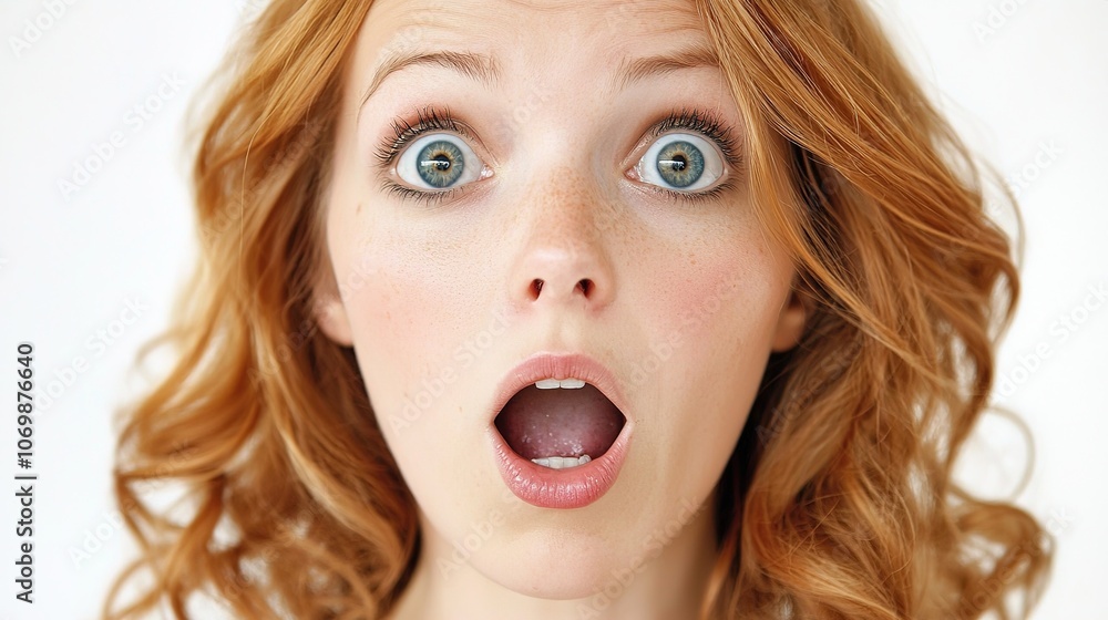 Young Woman Expressing Shock and Surprise Emotion Young Woman Expressing Shock and Surprise Emotion