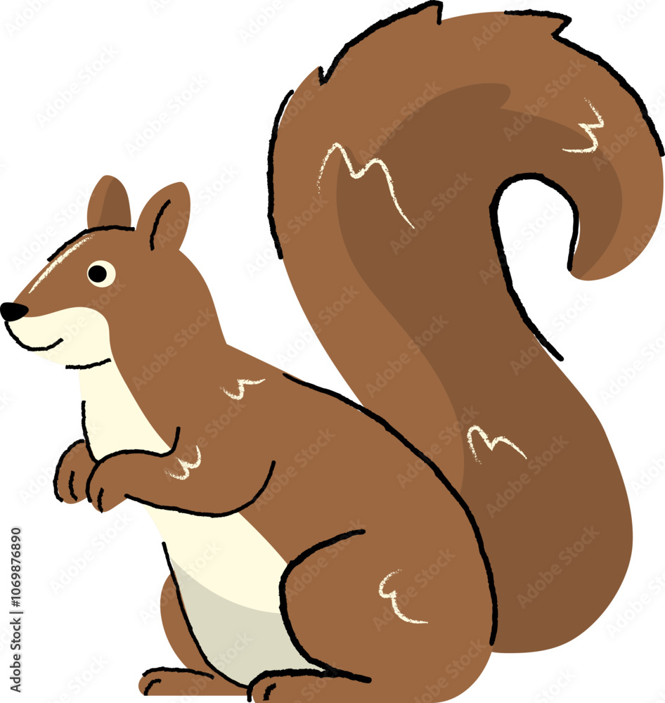 Hand Drawn Cartoon Illustration of Squirrel