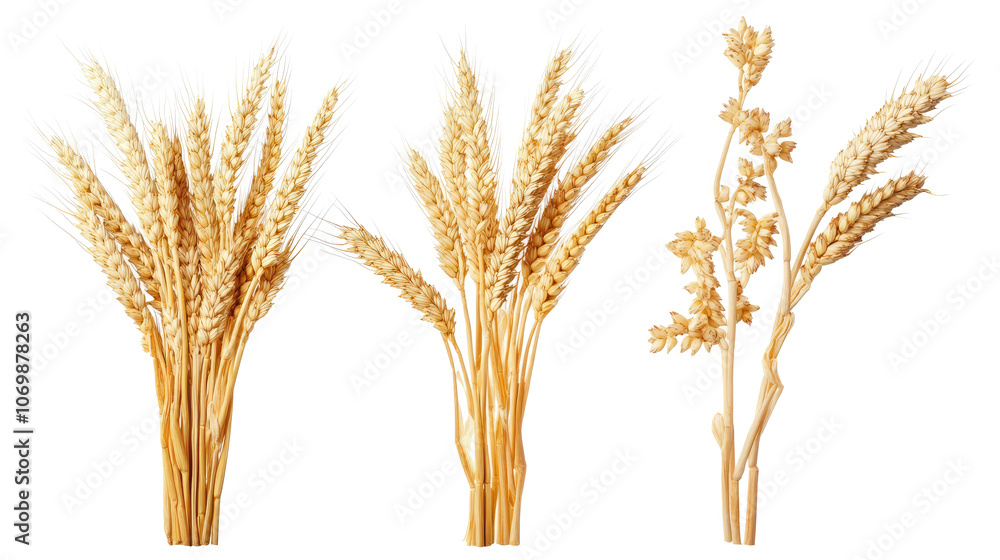 Collection of Wheat Stalks Displayed on a Transparent Background Generative AI Collection of Wheat Stalks Displayed on a Transparent Background Generative AI