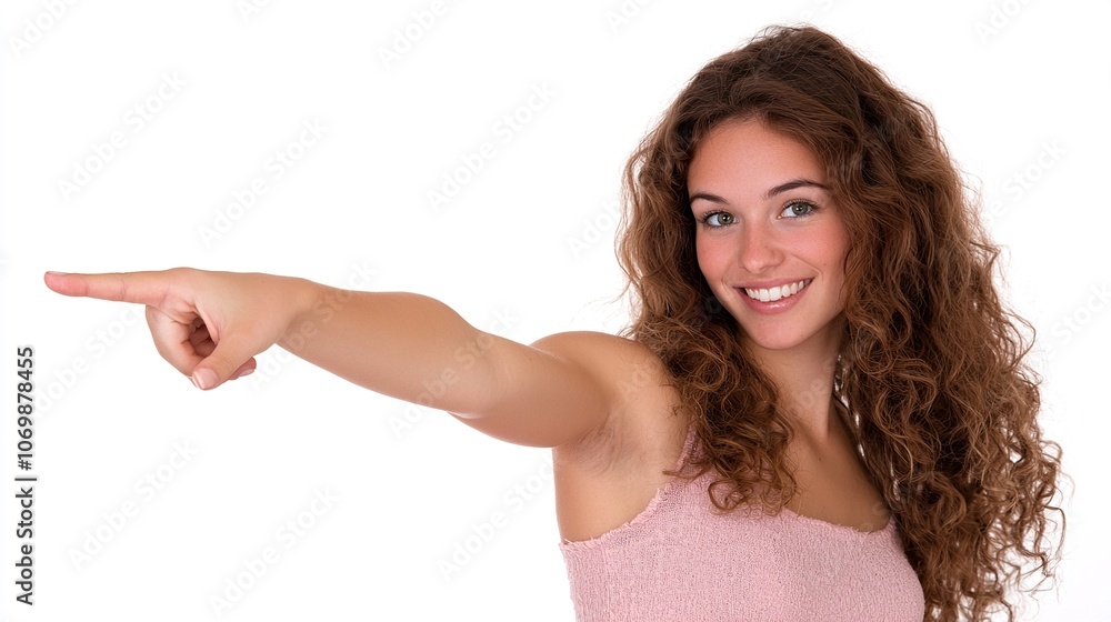Young Woman Pointing on White Background Young Woman Pointing on White Background