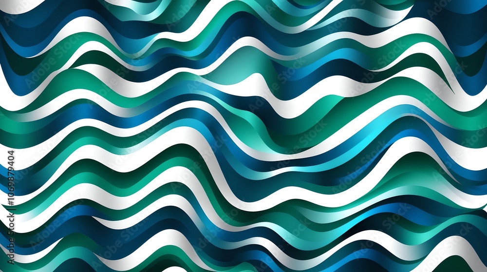 Obraz premium a blue wave with a green background and a blue and white striped pattern