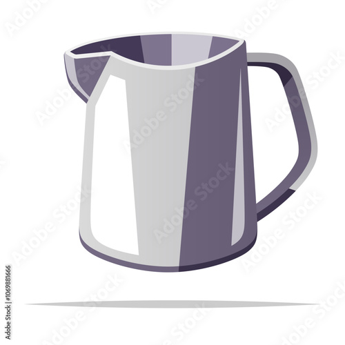 Stainless steel milk pitcher for coffee vector isolated illustration