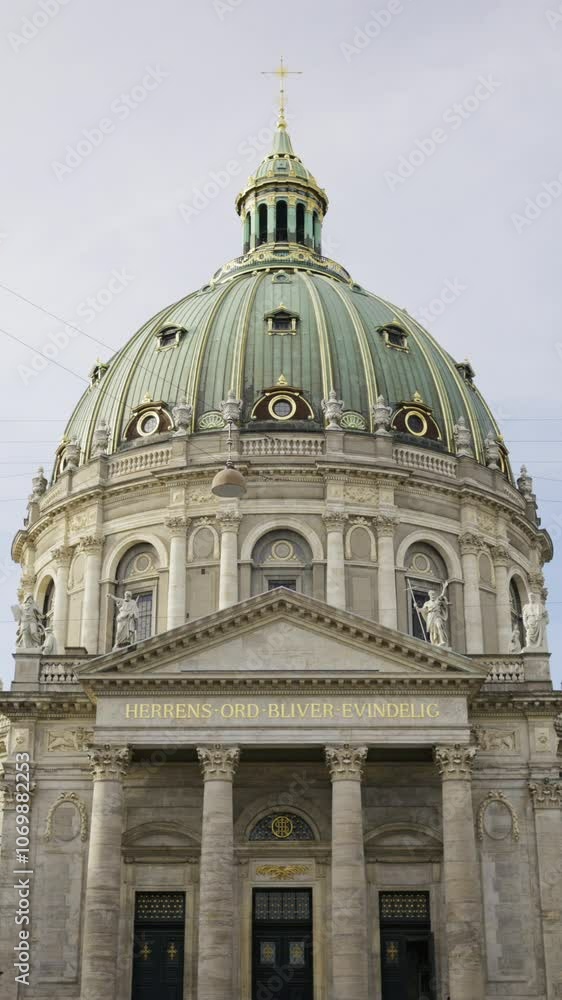 Front view of Frederik's Church in the city centre of Copenhagen, Denmark. Vertical