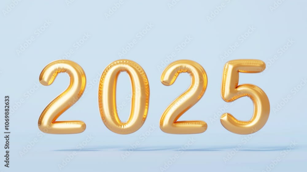 An animation of a 2025 new year Creative Balloon Typography ,3D rendering An animation of a 2025 new year Creative Balloon Typography ,3D rendering