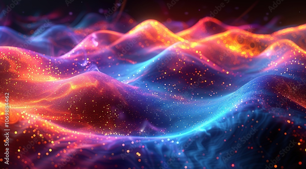 Abstract fluid iridescent holographic neon curved wave in motion colorful background Abstract fluid iridescent holographic neon curved wave in motion colorful background