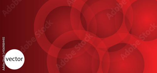 Red abstract background, geometric shapes, circular forms, gradient shading, minimalist design, vector graphics, deep crimson tones, smooth curves, spherical elements, dynamic