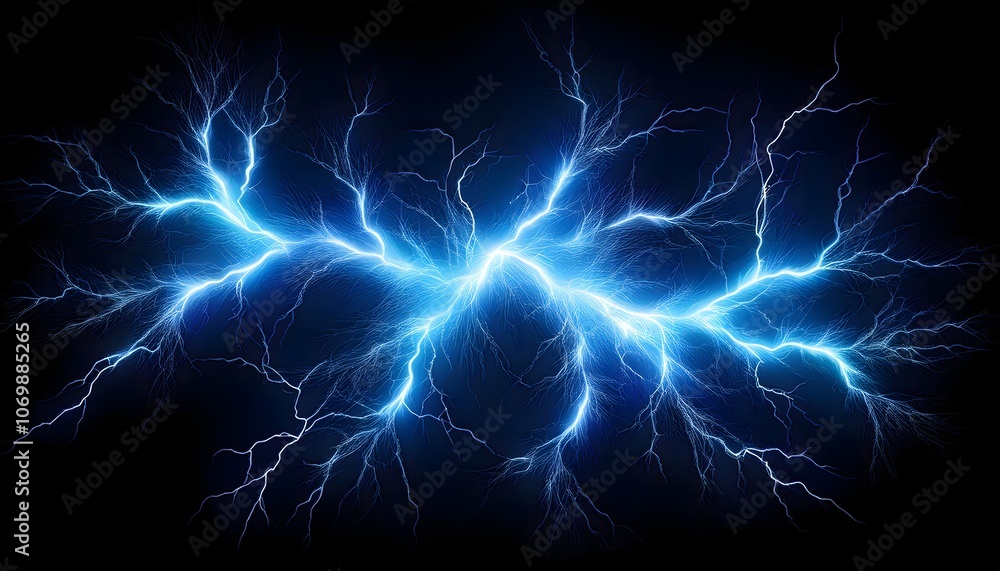 Blue neon natural lightning bolt icon for energy and speed Blue neon natural lightning bolt icon for energy and speed